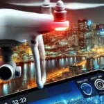 Dall·e 2025 03 13 14.58.33 a professional drone equipped with a thermal imaging camera conducting an inspection over a city skyline at night. the drone’s live feed on a tablet s